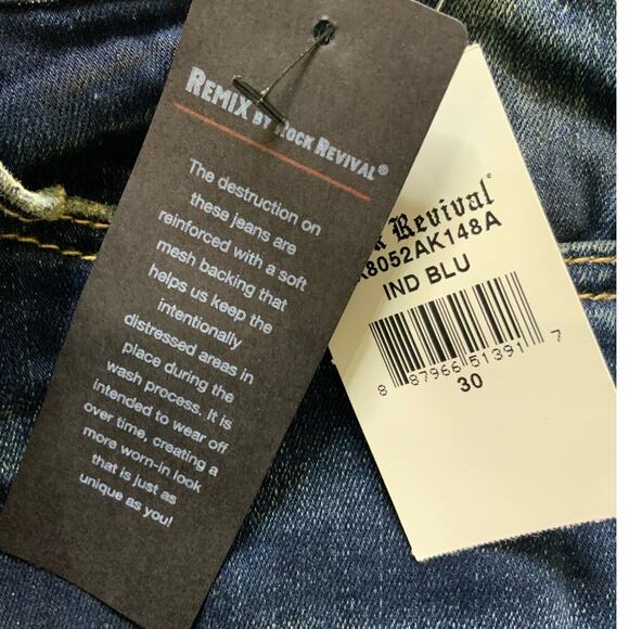 Remix By Rock Revival Jeans Women's Size 30 Mid-Rise Straight Leg Indigo Blue - Picture 12 of 13